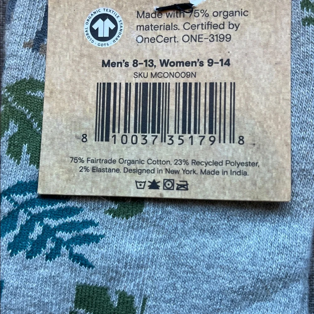 Conscious Step Organic Cotton Blend Sloth Socks NWT Adult